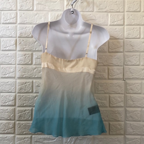 Bebe ombré ivory aqua Silk blouse - Picture 4 of 6